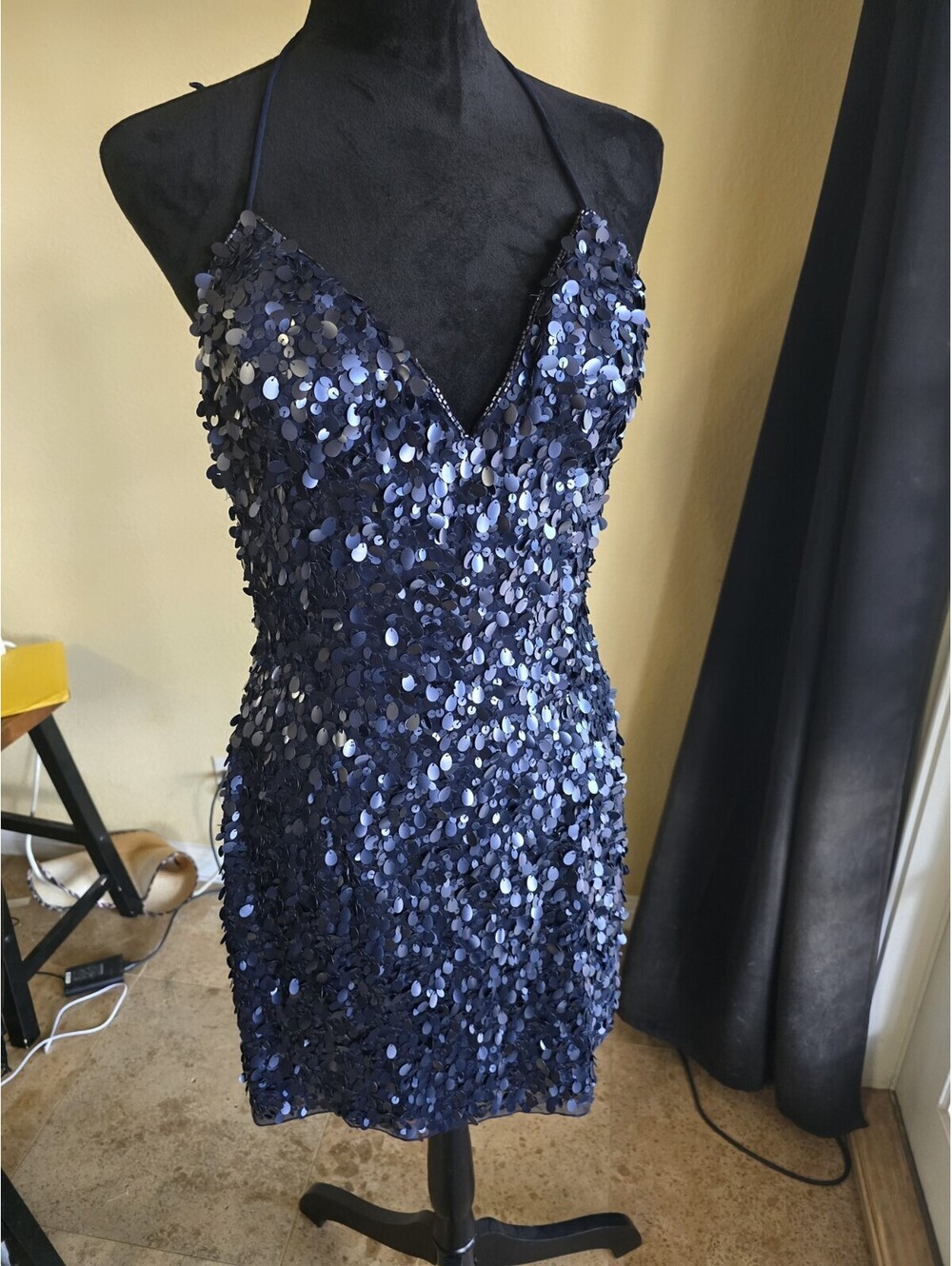 VINTAGE Sean Collection Silk Cocktail Beaded Sequin Dress SZ8 (SMALL)